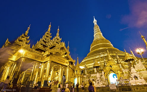 Pagoda Shwedagon durante el azul 76684, Fondo de pantalla HD HD wallpaper