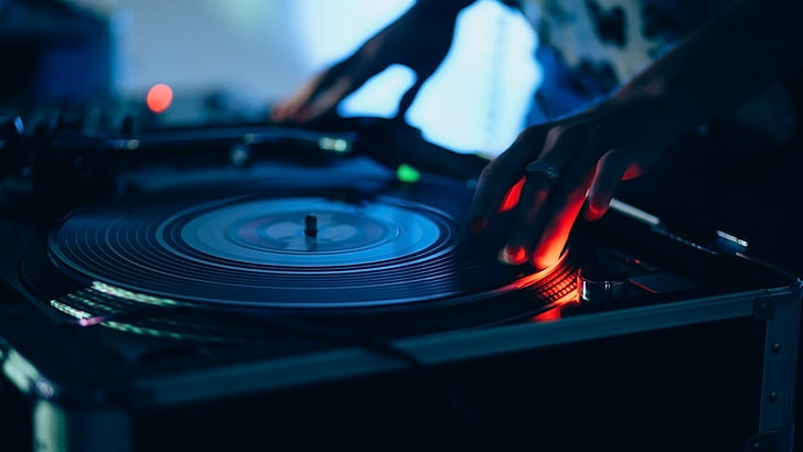 pengontrol DJ abu-abu dan hitam, fotografi, DJ, musik, vinil, Wallpaper HD