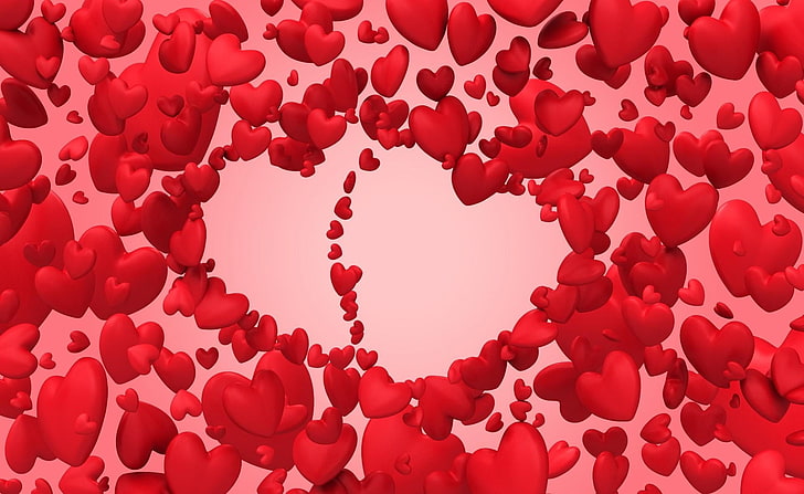 red heart wallpaper, valentines day, hearts, lots, fly, love, HD wallpaper