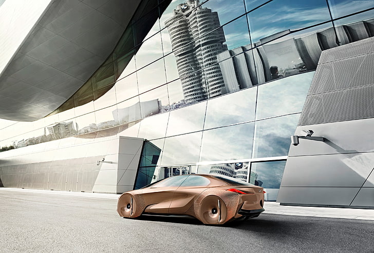 미래의 자동차, BMW Vision Next 100, 슈퍼카, HD 배경 화면