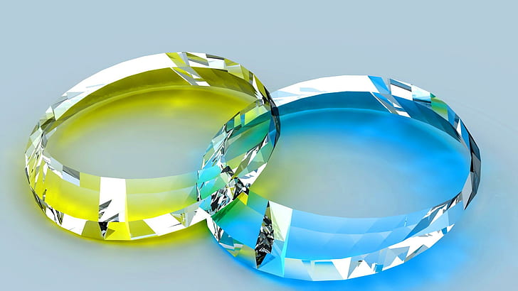 Preciosas, piedras, joyas, brillantes, azules, vidrio, 3d y abstracto, Fondo de pantalla HD