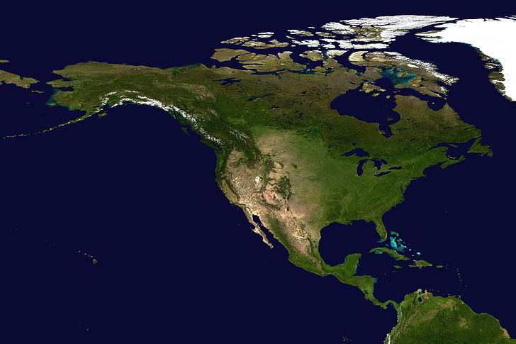 北アメリカ、地球、衛星写真、海、 HDデスクトップの壁紙