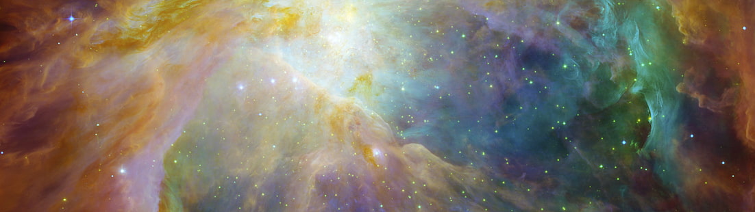 galaktyczna tapeta cyfrowa, wielokrotny wyświetlacz, przestrzeń, gwiazdy, kolorowy, wszechświat, galaktyka, Tapety HD HD wallpaper