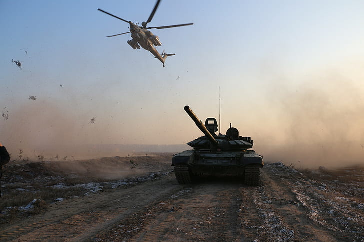 الجيش ، مروحيات ، Mil Mi 28 ، العسكرية ، T 90، خلفية HD