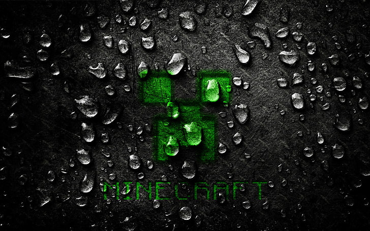 green and gray Minecraft wallpaper, drops, metal, the game, Desk, scratches, Minecraft, Creeper, HD wallpaper