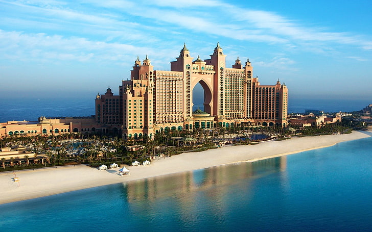 ciudad, playa, Dubai, hotel, cielo, edificio, Fondo de pantalla HD