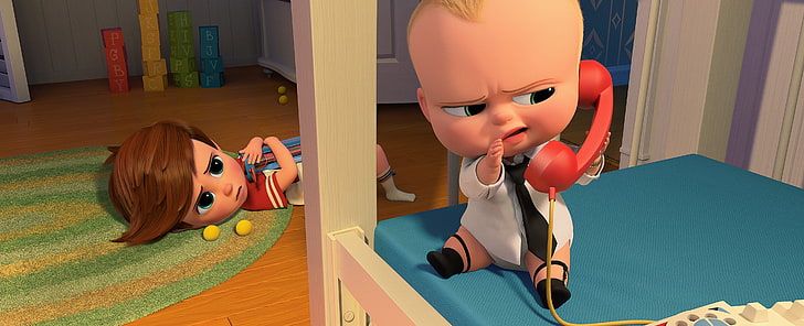 kawaii, cinema, movie, toys, child, baby, blond, evil, brothers, film, cute, bedroom, suit, 20th Century Fox, phone, adventure, sugoi, carpet, tie, official wallpaper, comedy, family, DreamWorks Animation, crib, Alec Baldwin, walpaper, HD, 4K, The Boss Baby, Boss Baby, film animation, HD wallpaper