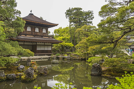 Temples, Jishō-ji, Garden, Ginkaku-Ji, Japan, Jisho-Ji, Kyoto, Temple, Temple of Shining Mercy, Zen, HD wallpaper HD wallpaper