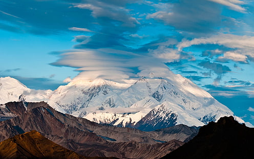 السماء الزرقاء ، الجبال ، التلال ، الإغاثة ، من فوق ، السماء ، الغيوم ، اللازوردية ، الثلج ، الاندماج، خلفية HD HD wallpaper