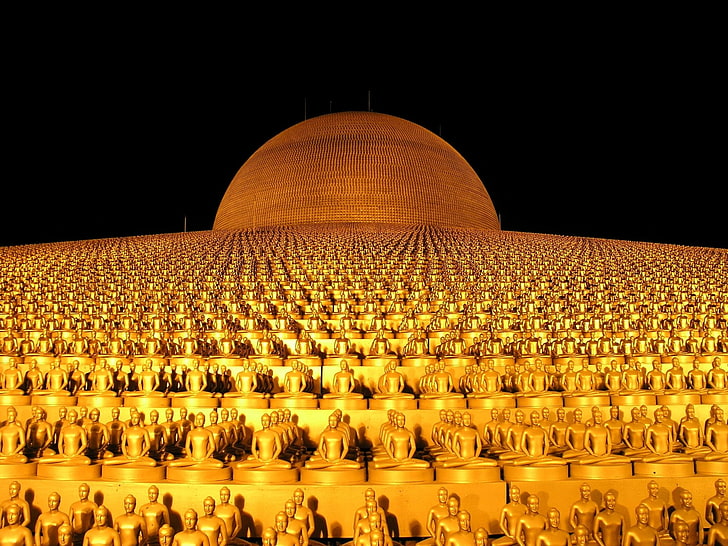 Temples, Wat Phra Dhammakaya, Bangkok, Buddha, Buddhism, Buddhist, Gold, Temple, Thailand, HD wallpaper
