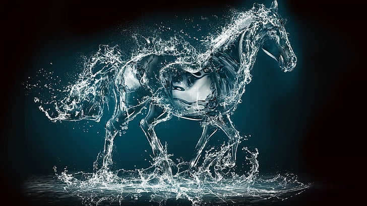 Horse, water, transparent, 10K, HD wallpaper
