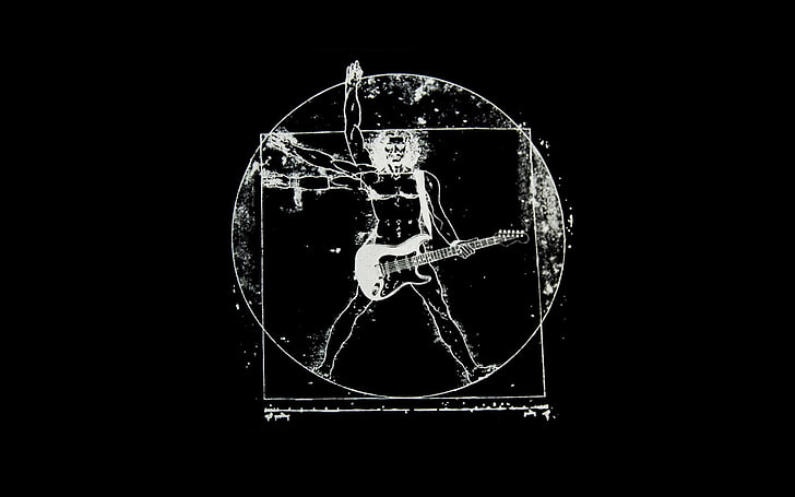 Vitruvian Mann mit Gitarrenparodiekunst, alt, Gitarre, Rock, Da Vinci, die Renaissance, HD-Hintergrundbild