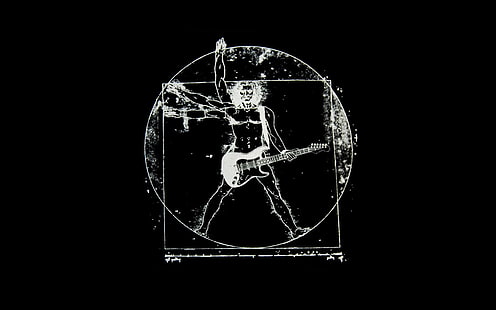 Vitruvian Mann mit Gitarrenparodiekunst, alt, Gitarre, Rock, Da Vinci, die Renaissance, HD-Hintergrundbild HD wallpaper