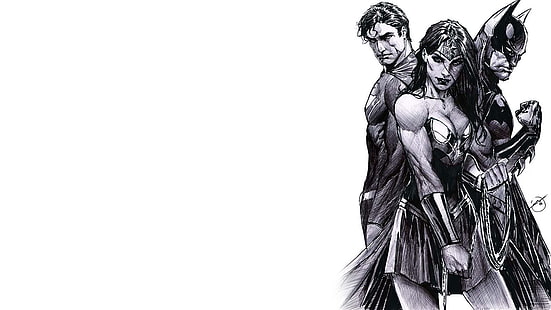 Ilustrasi DC Wonder Woman, Superman, dan Batman, DC Comics, Wallpaper HD HD wallpaper
