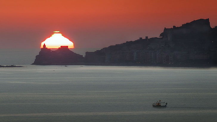landskap, sol, Italien, hav, by, HD tapet