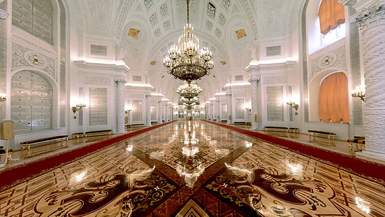 Большой Кремлевский Дворец Георгиевский Зал, HD обои HD wallpaper