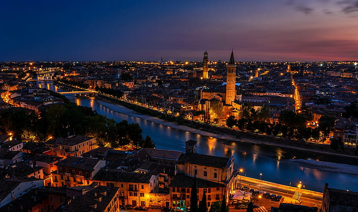 Italia, Verona, matahari terbenam, Italia, Verona, Matahari terbenam, Best s, Wallpaper HD