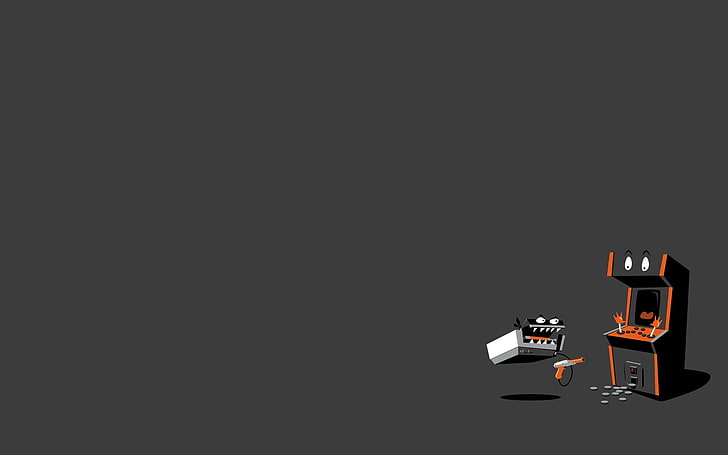 ภาพประกอบเครื่องสีดำและสีส้มวิดีโอเกมแฟมิคอมอาร์เคด, วอลล์เปเปอร์ HD