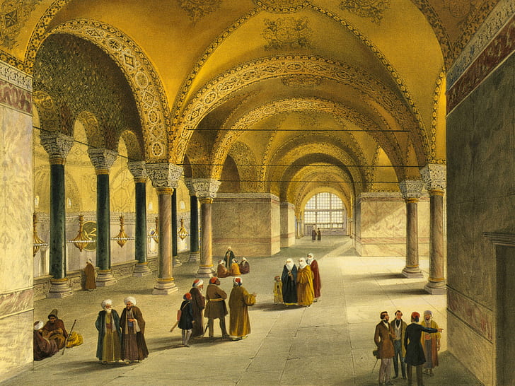 wnętrze, meczet, Muzeum, Istambuł, Turcja, Hagia Sophia,, A Agia Sophia, Tapety HD