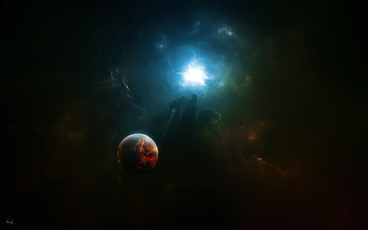 galaxy digital wallpaper, espacio, planeta, arte de fantasía, Fondo de pantalla HD