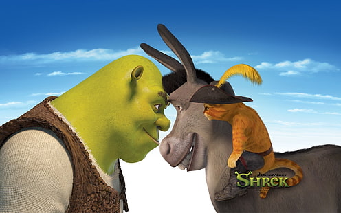 Shrek, Shrek Forever After, Donkey (Shrek), Film, Puss in Boots, HD tapet HD wallpaper