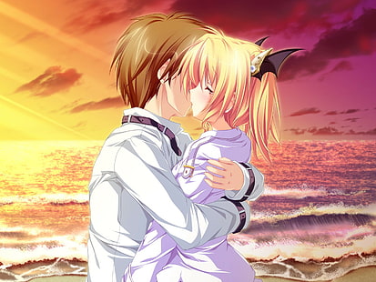 anime dziewczyny, powieść wizualna, plaża, Magus Tale, Tapety HD HD wallpaper