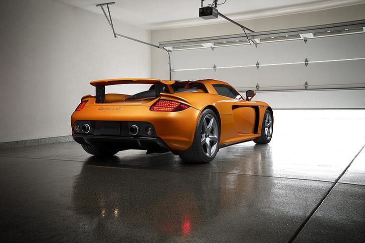Porsche, Orange, Carrera, Supercar, Garage, Exotic, Borealis, Rear, Ligth, Nigth, Arancio, HD wallpaper