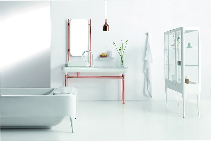 design, style, room, interior, bathroom, HD wallpaper