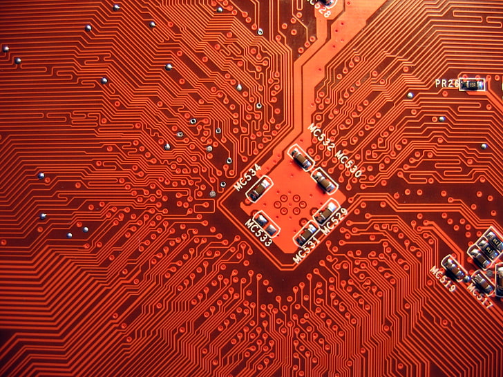 circuito rosso, hardware, circuiti stampati, PCB, Sfondo HD