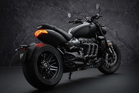 Триумф, мотоцикл, черный, Triumph Rocket III, транспортное средство, HD обои HD wallpaper