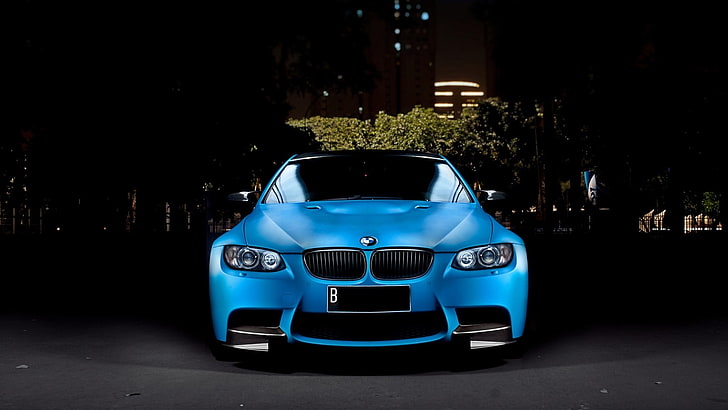 blue BMW car, BMW, blue cars, HD wallpaper