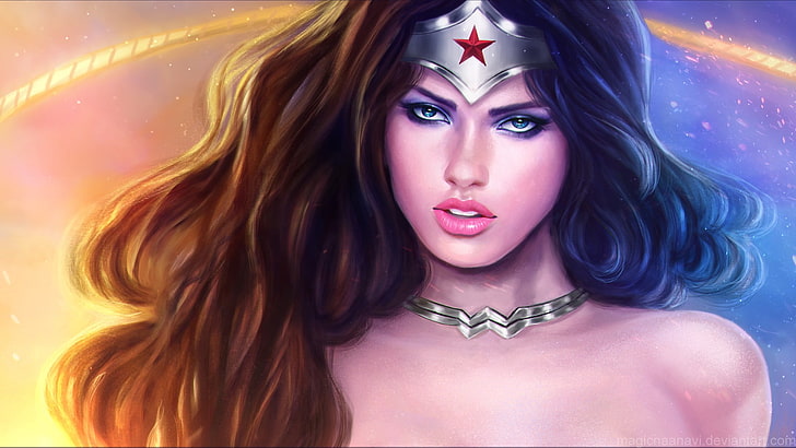 Меган Фокс като дигитален тапет Wonder Woman, Wonder Woman, DC Comics, супергероини, Адриана Лима, HD тапет