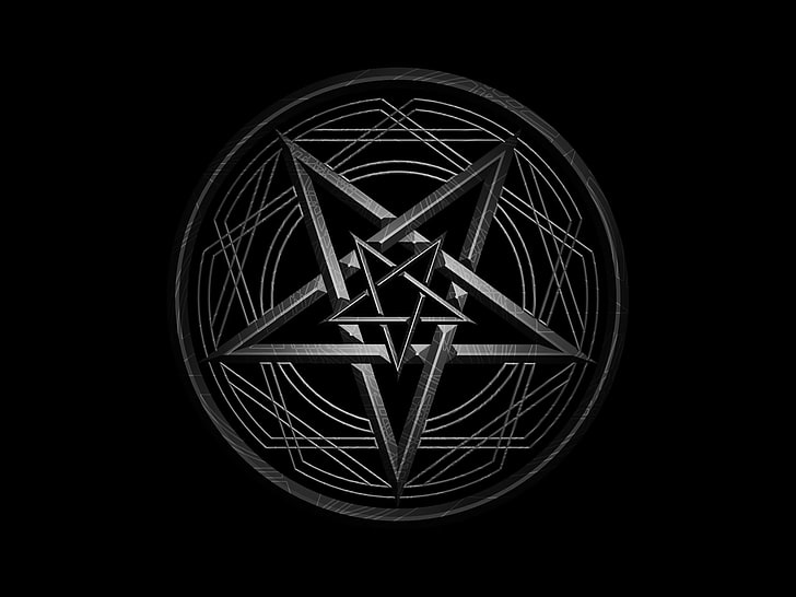 white and gray star logo, Gothic, pentagram, HD wallpaper