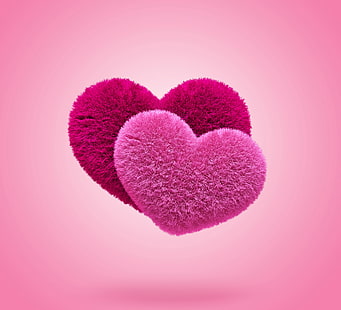 pink and red heart photo, hearts, love, fluffy, pink, HD wallpaper HD wallpaper