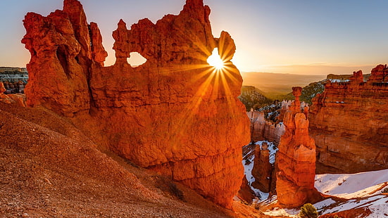 solljus, klippformation, landskap, Bryce Canyon National Park, Utah, HD tapet HD wallpaper