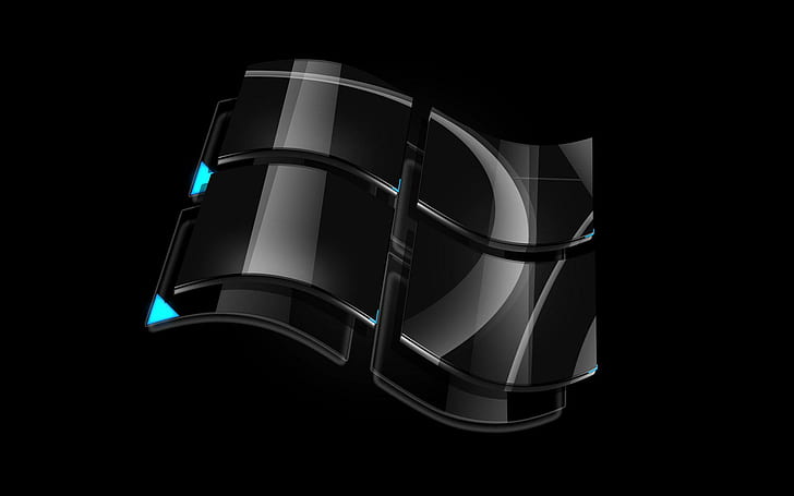 Logo Windows Dark Glass, ciemne, logo, szkło, okna, Tapety HD