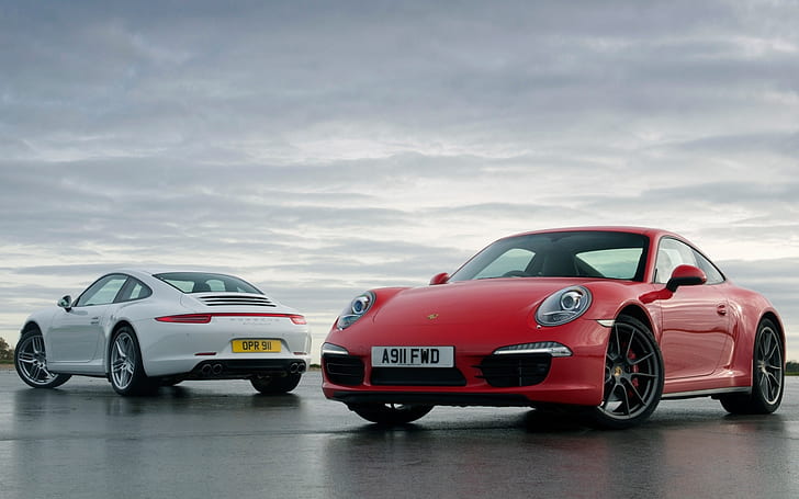 Porsche 911 supercar putih dan merah, Porsche, Putih, Merah, Supercar, Wallpaper HD