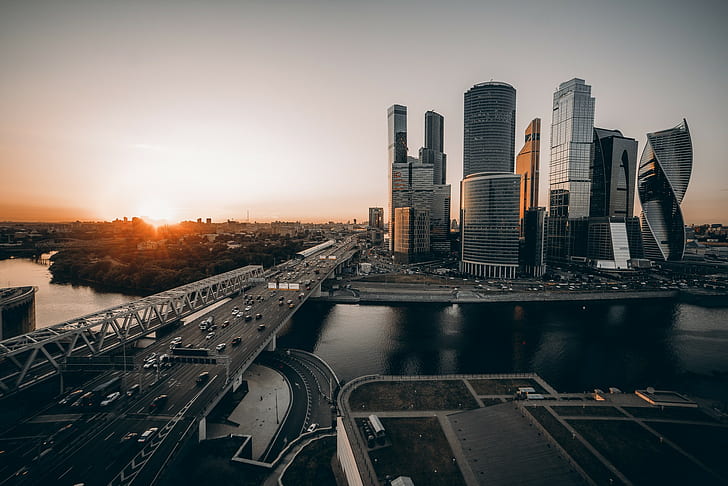 Moscow sun city, city, Moscow, Sun, MoskovSti, tones, HD wallpaper