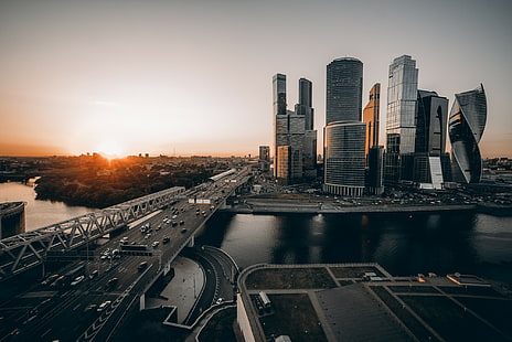 Moskauer Sonnenstadt, Stadt, Moskau, Sonne, MoskovSti, Töne, HD-Hintergrundbild HD wallpaper