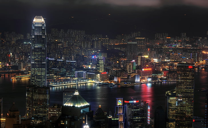 夜の街 香港の街並みのイラスト 都市 夜 Hdデスクトップの壁紙 Wallpaperbetter