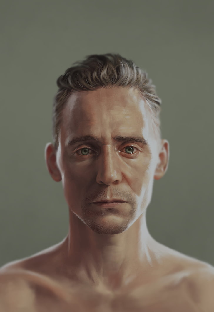 man crying painting, Tom Hiddleston, actor, men, fan art, simple background, artwork, digital art, painting, Tom Sidlerston, HD wallpaper