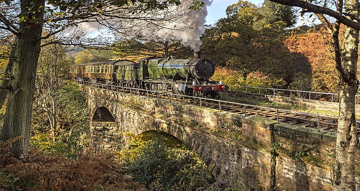 train, bridge, HD wallpaper
