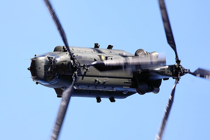 grauer und schwarzer Automotor, Boeing CH-47 Chinook, Hubschrauber, Flugzeuge, Militärflugzeuge, Militär, Fahrzeug, HD-Hintergrundbild