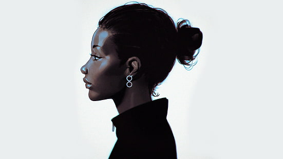 ศิลปะดิจิตอล, สาวอะนิเมะ, ศิลปะจินตนาการ, งานศิลปะ, ตัวละครดั้งเดิม, ไม้มะเกลือ, ผู้หญิงผิวดำ, โปรไฟล์, วอลล์เปเปอร์ HD HD wallpaper