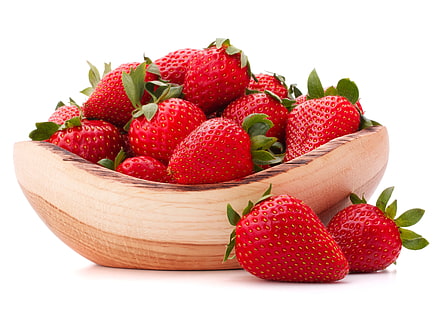 червени ягодови плодове, плодове, ягода, купа, HD тапет HD wallpaper