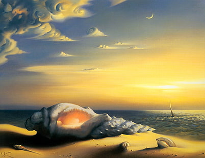 плаж сюрреализъм сюрреалистични черупки произведения на изкуството Владимир Куш 1478x1140 Природа Плажове HD Изкуство, плаж, сюрреализъм, HD тапет HD wallpaper