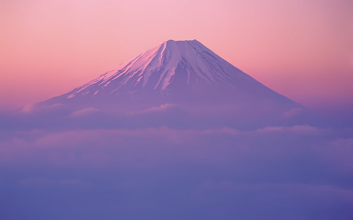 планина Фуджи, Япония, пейзаж, мъгла, планини, планина Фуджи, Япония, HD тапет