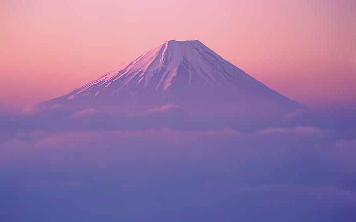 الضباب ، جبل فوجي ، اليابان ، الجبال ، المناظر الطبيعية، خلفية HD