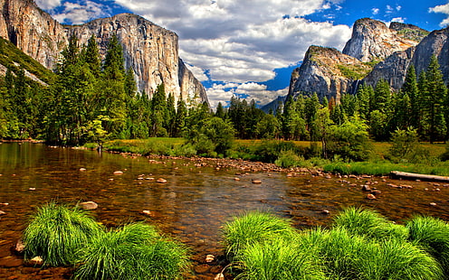 Das Merced River El Capitan ist eine vertikale Felsformation im Yosemite National Park in den USA. Wallpaper für Desktop 2560 × 1600, HD-Hintergrundbild HD wallpaper