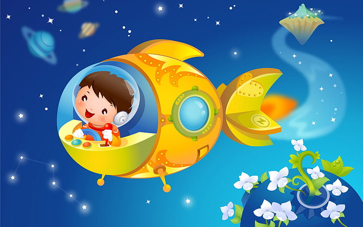 Baby Smile A Spaceship, anak laki-laki mengendarai clip art kapal selam, Kartun,, kartun, bayi, wajah tersenyum, Wallpaper HD